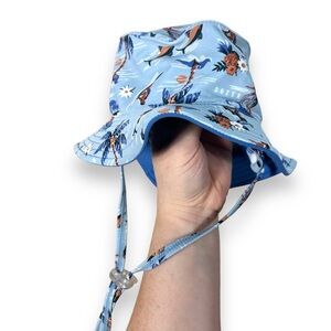 Baby Dozer Hawaiian Print Blue Summer Sun Bucket Hat Size 0-12 Months